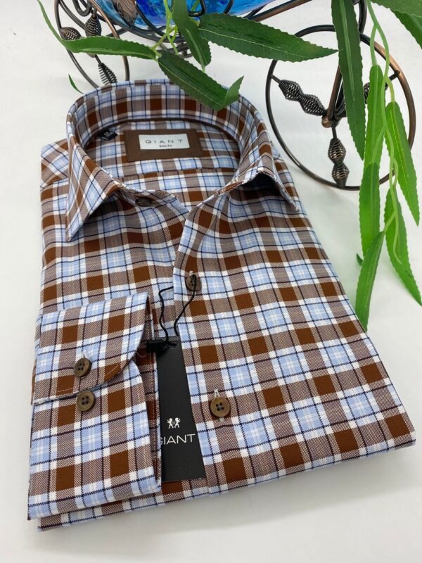 Chemise à Carreaux Bleu Ciel et Bleu Roi – Élégance Classique par GIANT – Image 2