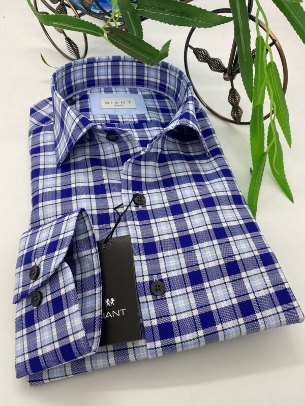 Chemise à Carreaux Bleu Ciel et Bleu Roi – Élégance Classique par GIANT