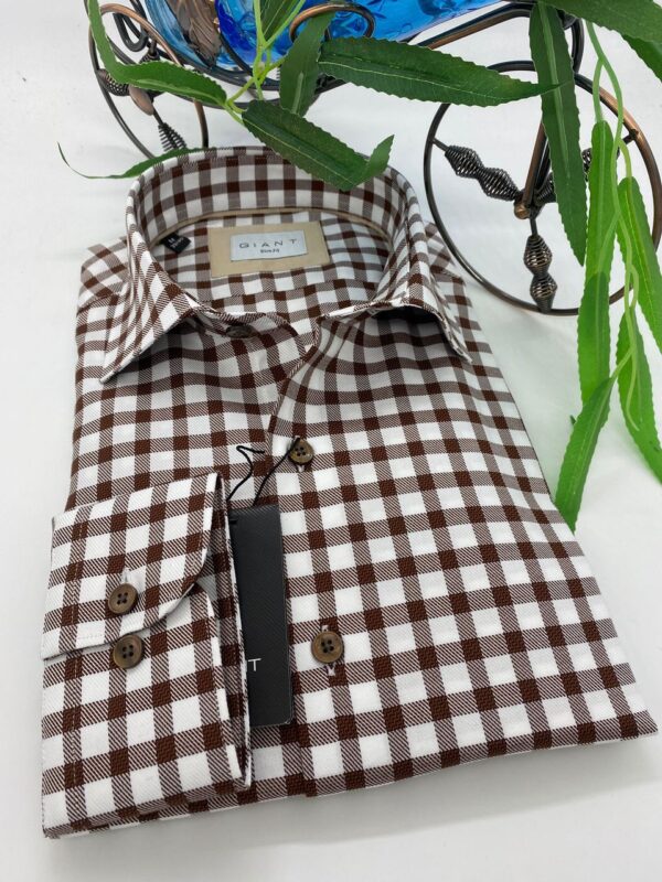 Chemise à carreaux marron et blanc – GIANT Slim Fit