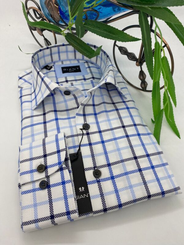 Chemise à carreaux bleu marine et bleu clair – GIANT Slim Fit
