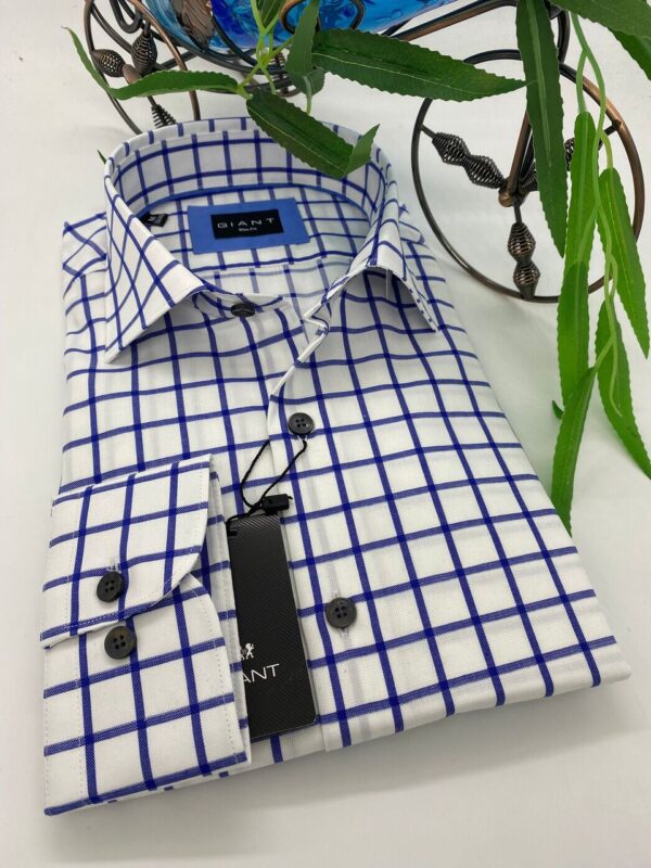 Chemise à carreaux bleus sur fond blanc – GIANT Slim Fit